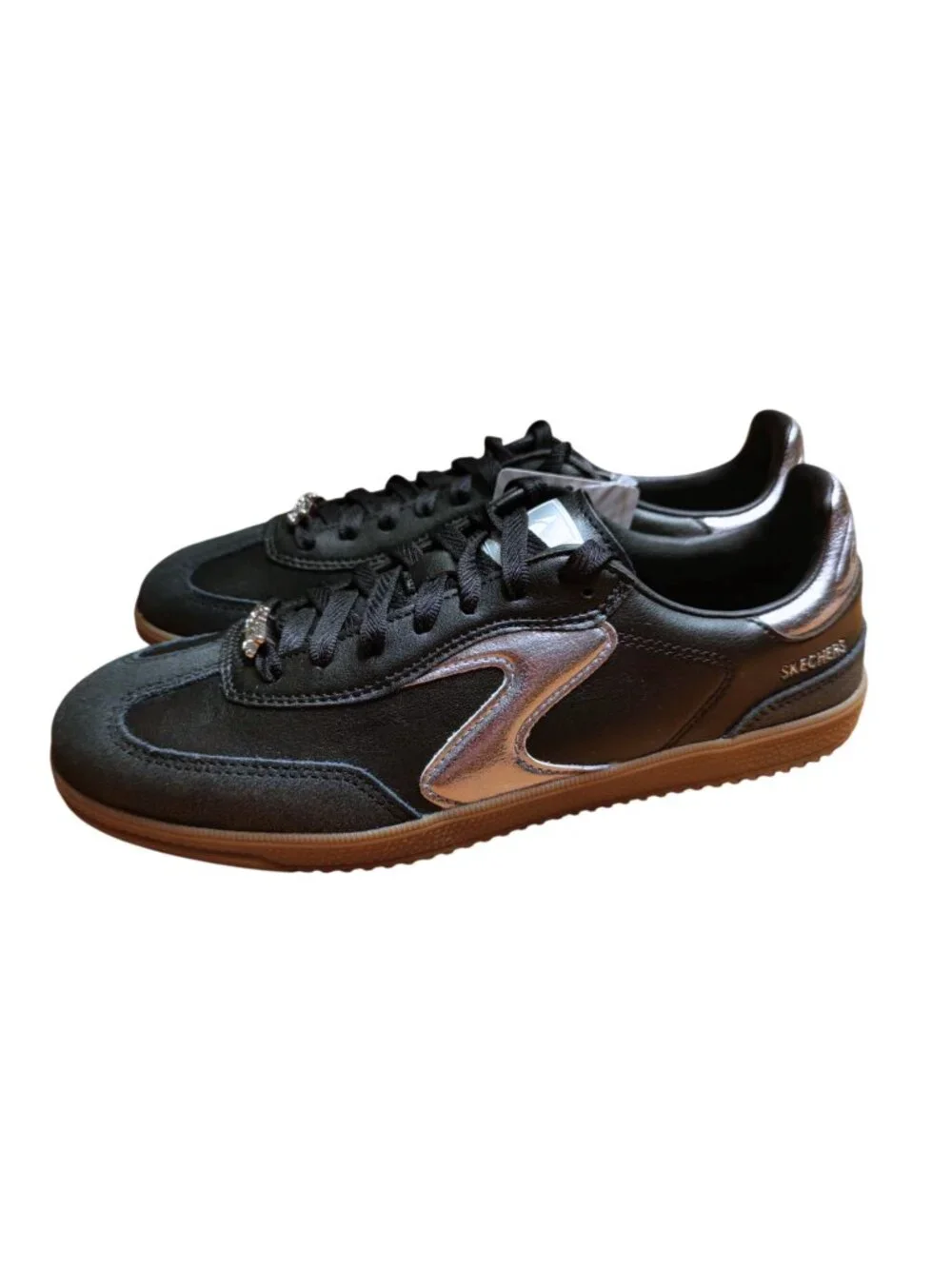 Skechers Women's Hotshot Cool Glow Black And Silver Shoes Size 8.5 185236/BKSL